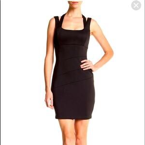 GUESS dress Womens Size 2 little black Caged Scuba Bodycon cocktail LBD 2